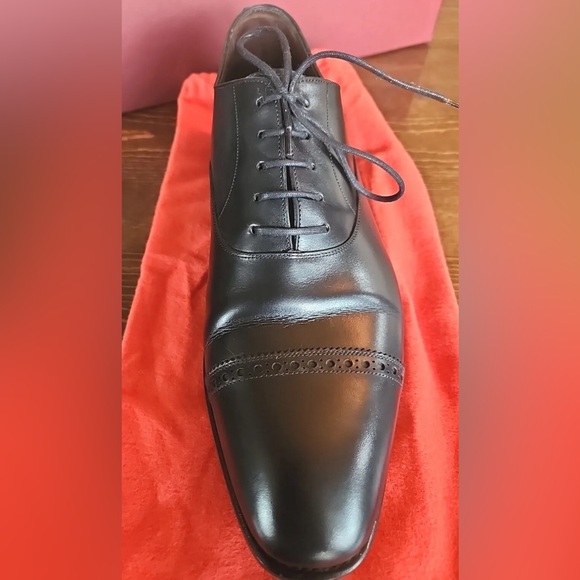Black Carmina Cap Toe Oxfords 80201 Rain UK8 - Picture 2 of 4